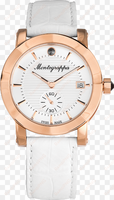 nerouno lady watch, rose gold pvd case, white leather - montegrappa