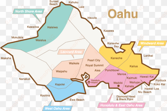 oahu island area map - oahu pearl city map