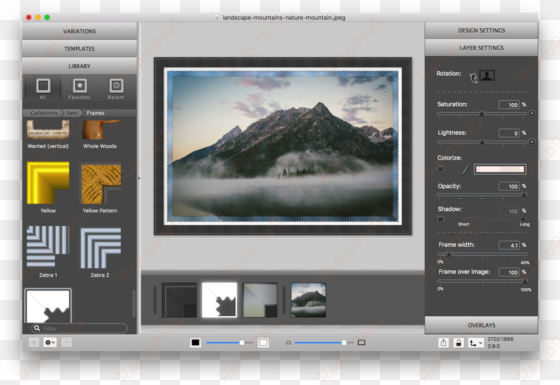 one of the tricks of this design is the setting of - frame software