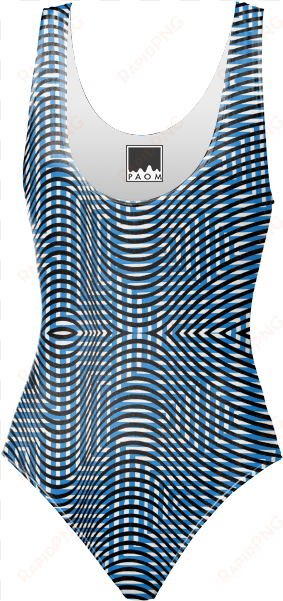 one piece swimsuit in black and blue waves $98 - damen top black