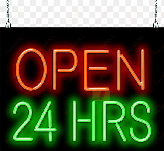 open 24 hours neon sign