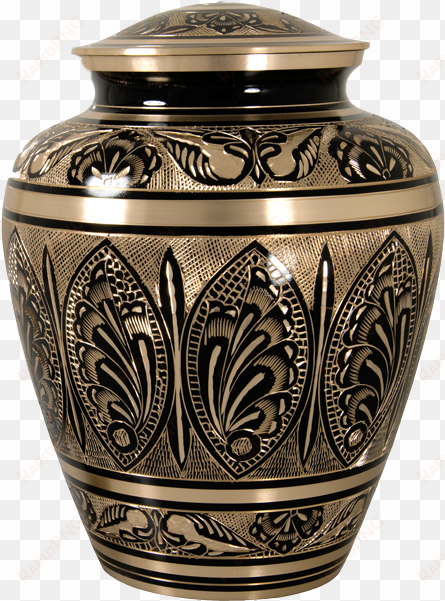 ornate etched black and brass - urn transparent