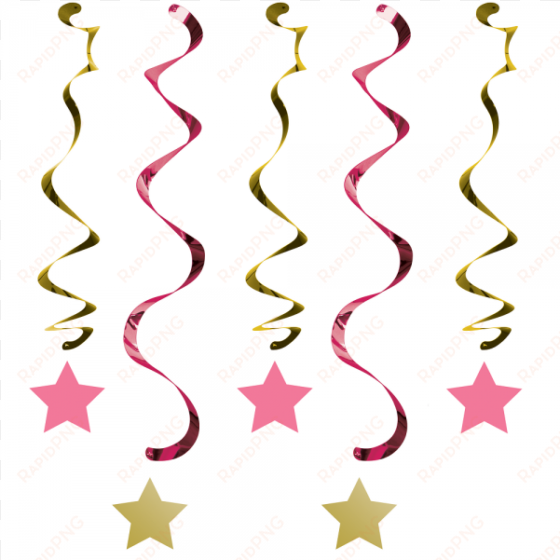 party decoration twinkle little star pink swirl decoration - one little star girl dizzy danglers pack