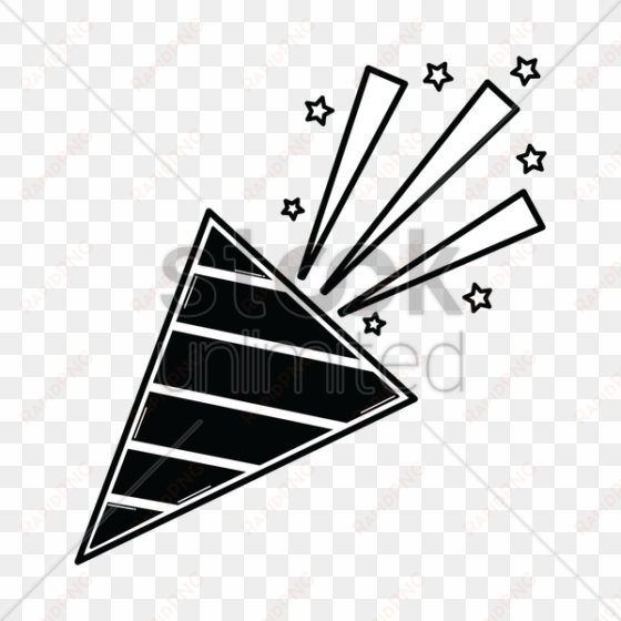 party poppers v矢量图形 - party popper black and white graphic