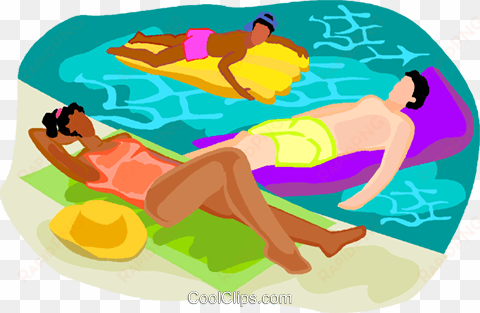 people relaxing in the pool royalty free vector clip