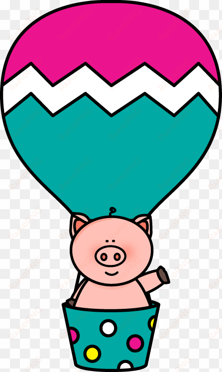 pig in a hot air balloon - cute hot air balloon clipart