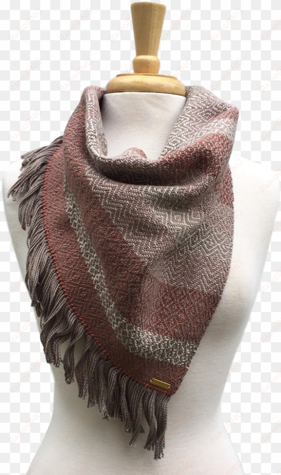 pink, cream and taupe woven bandana scarf - wool
