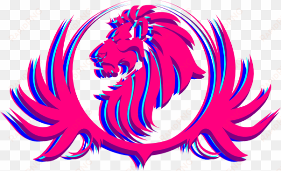 pink lion crest clip art - pink lion