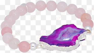 purple geode rose quartz bracelet - bracelet