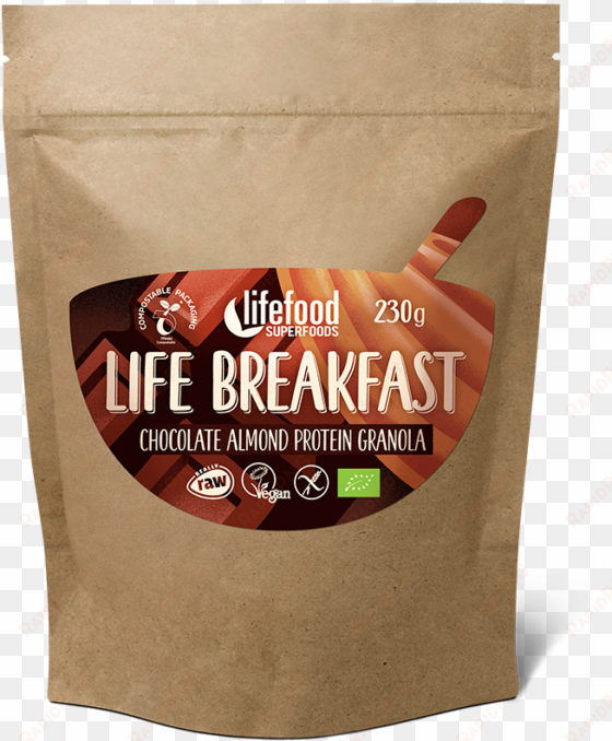 raw organic life breakfast granola chocolate almond - chocolate