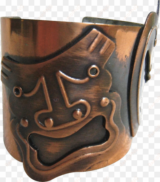 rebajes comedy tragedy mask copper cuff bracelet - wood