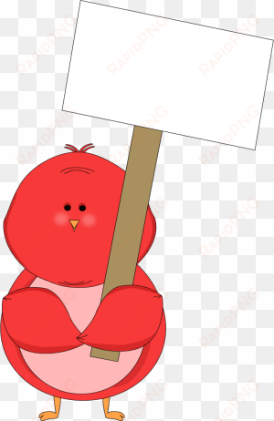 red bird holding a blank sign clip art - clip art