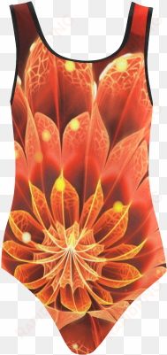 red dahlia fractal flower with beautiful bokeh vest - flame