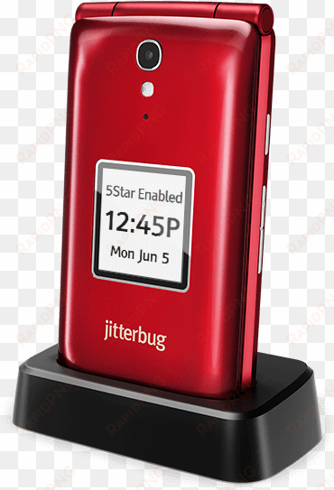 red jitterbug flip in charging dock - jitterbug flip
