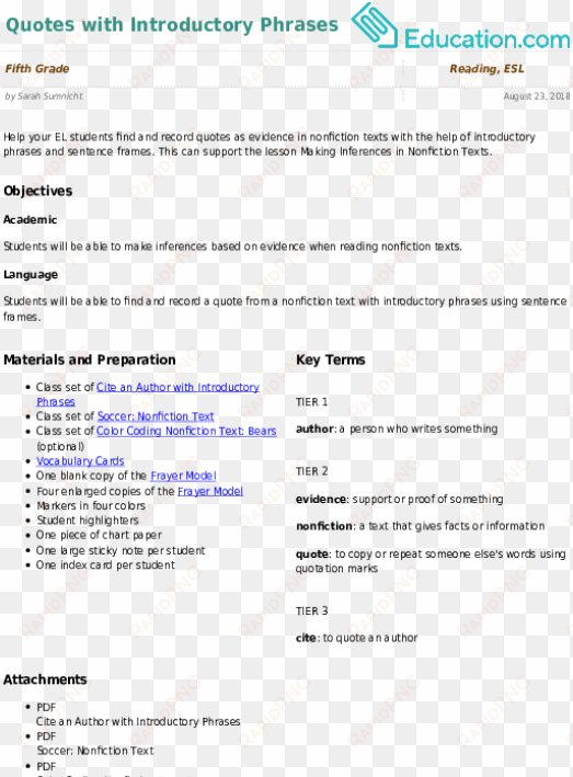 related learning resources - academic language objectives examples 2nd grade ri