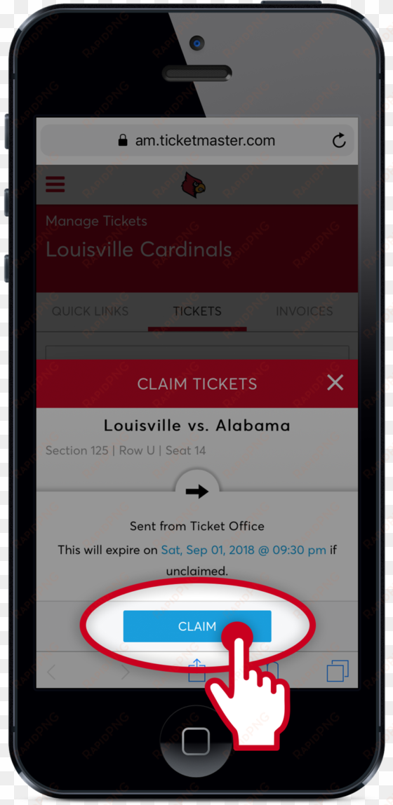 retrieve the ticket transferred to you by selecting - iphone