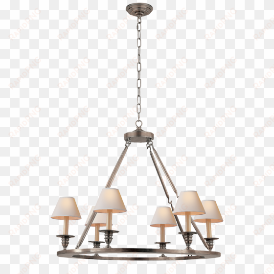 round flat line chandelier in antique nickel - visual comfort e.f. chapman round flat line chandelier