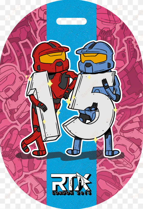 rtx 2018 rooster teeth 15th anniversary limited edition - rtx 2017 london commemorative badge