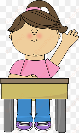 school girl raising hand - put up your hands in class