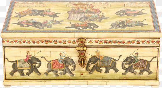 sheesham wood box elephant design painted - wooden box