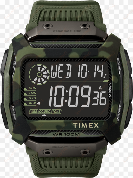 shock 54mm resin strap watch green large - timex expedition gents vibe shock t49983 watch