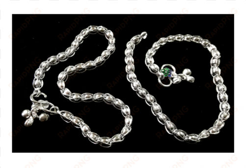 silver anklet with trapped silver ball like pearls - silver