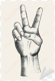 sketch of a hand gesturing victory symbol sticker • - reka szkic