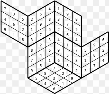 solved tredoku vsn01, drawn on isometric grid - tredoku solver