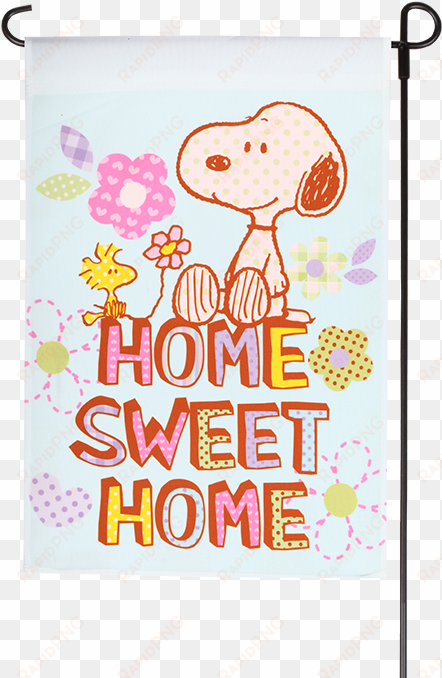 spring peanuts home sweet home garden flag - home sweet home snoopy
