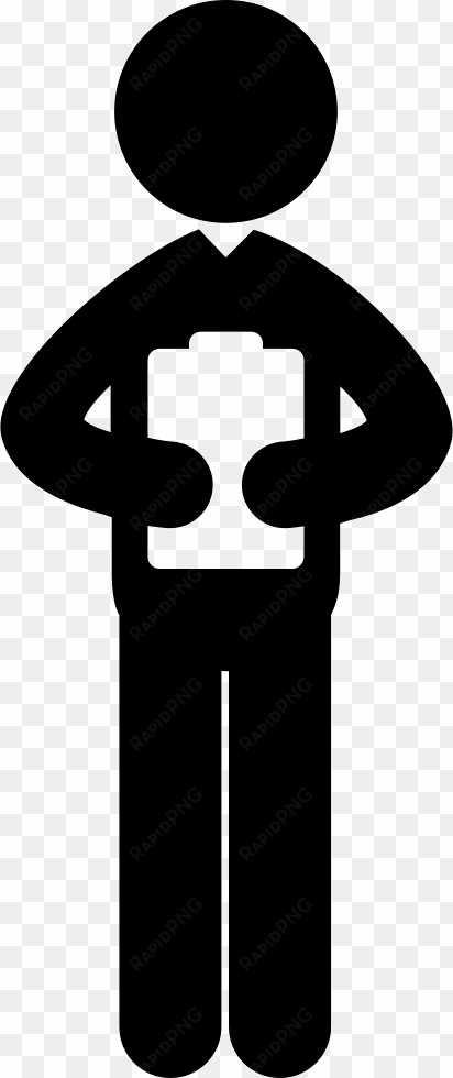 standing male person reading a paper comments - man with clip board clipart