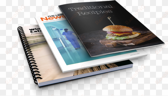 stapled documents, wiro bound or perfect bound books - books on table png
