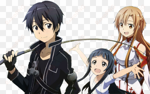 sword art online, kirito, and asuna image - kirito and asuna and yui