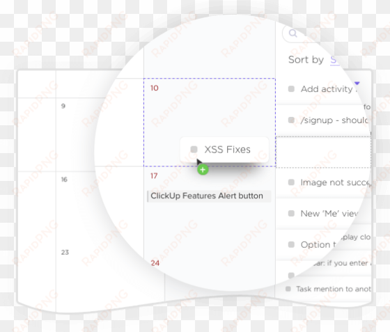 tasks with a due date, start date, and/or time in clickup - circle