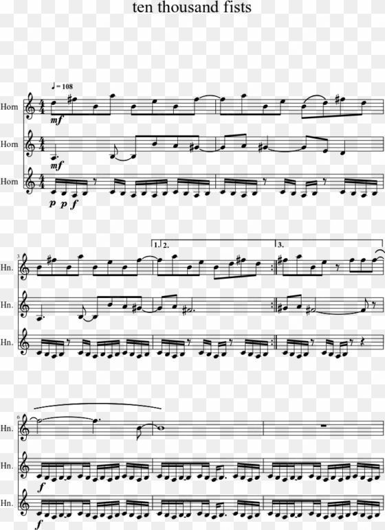 ten thousand fists sheet music 1 of 5 pages - longest day flute