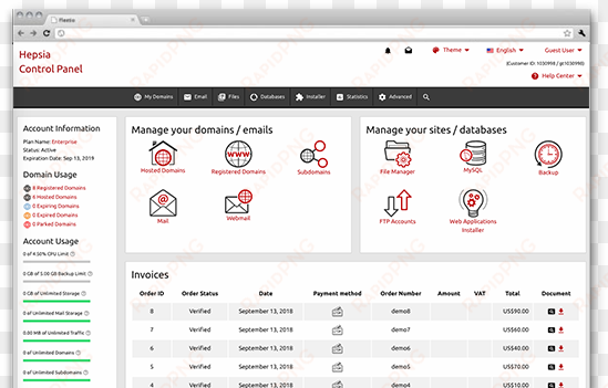 the png web hosting site control panel - email