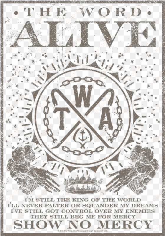 the word alive show no mercy men's ringer t-shirt - emblem