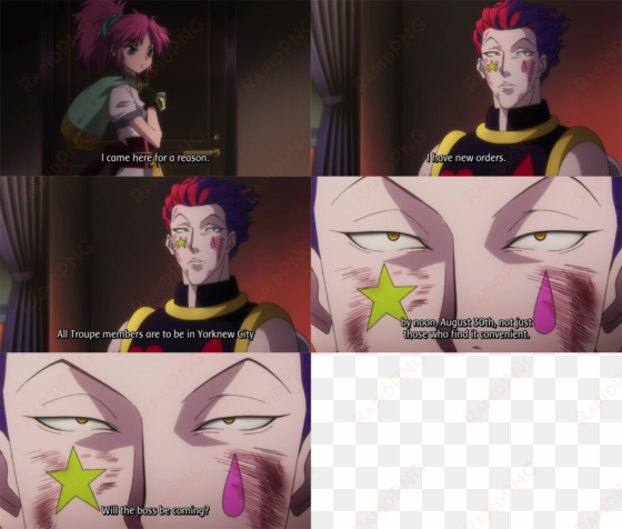 they tried to give an explanation to the gum in hisoka - cartoon