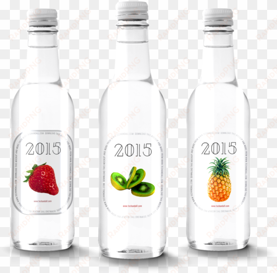 three bottles of transparent fruit juice - escova g hair inoar