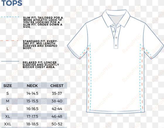 tops sizing chart - active shirt
