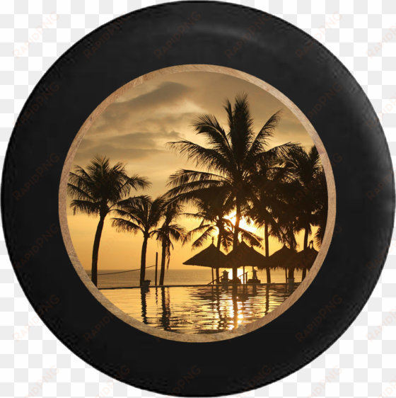 tropical island beach vacation hut palm trees rv camper - palm trees sunset hd