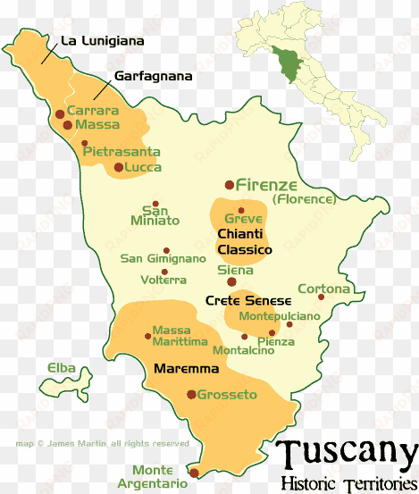 tuscany historic territories map - tuscany map italy