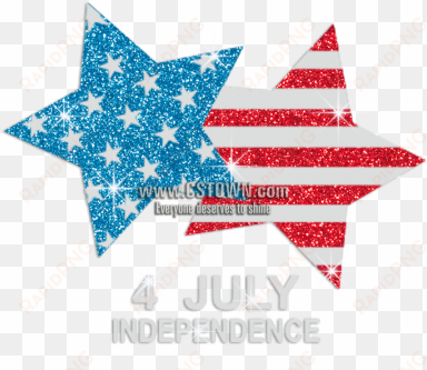 two glittering american flag stars iron on rhinestone - graphic design