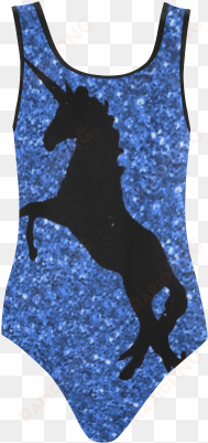 unicorn on blue glitter vest one piece swimsuit - vest