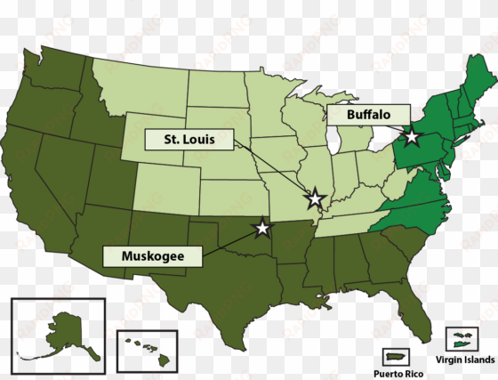 usa map for regional processing offices - moving to different places