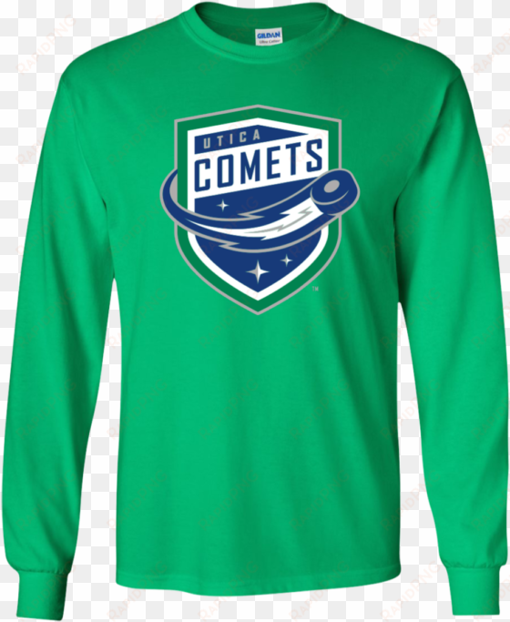 utica comets primary logo youth long sleeve t-shirt - utica comets