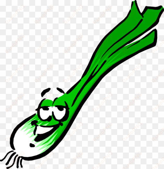 vector illustration of anthropomorphic scallion onion - green onions cartoon