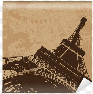 vintage eiffel tower vector card wall mural • pixers® - eiffel tower