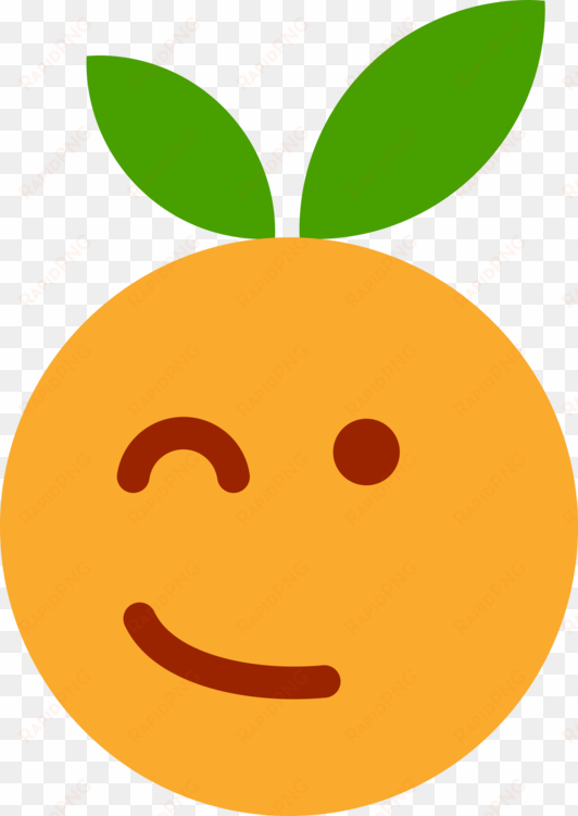 wink smiley emoticon fruit - orange winking