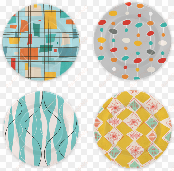 yesteryear melamine plate set - punch studio retro dessert plates