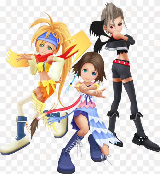 yuna, rikku, paine - kingdom hearts 2 personajes